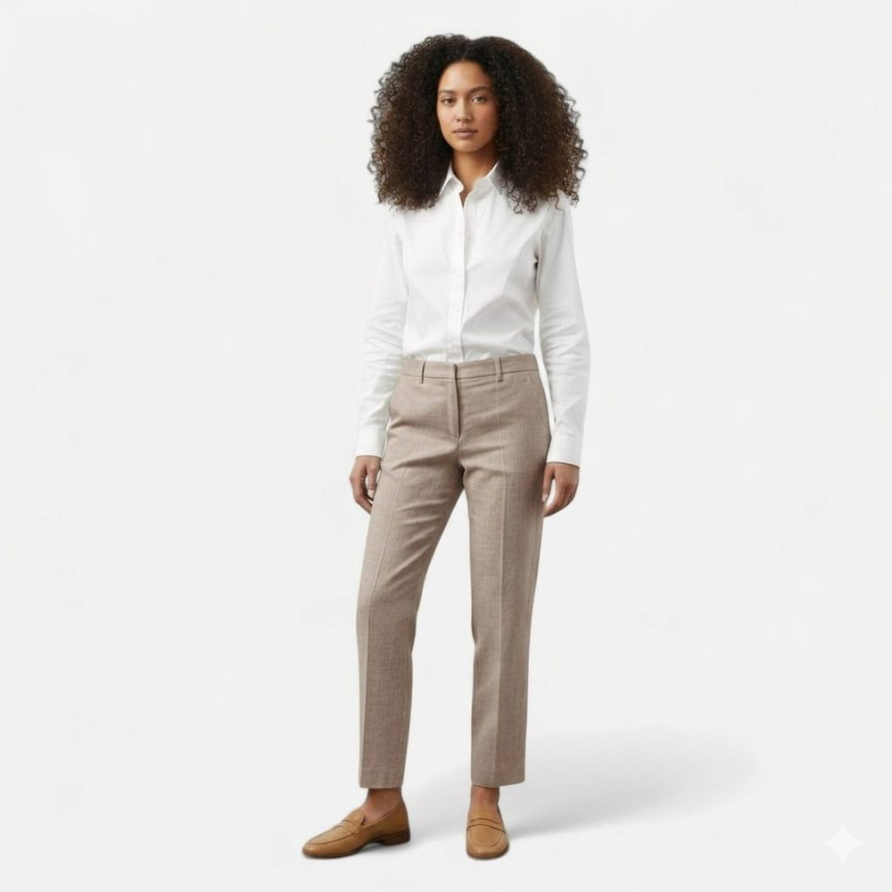 Theory Beige Linen Blend Treeca Pull On Trousers - Size 4 - See Notes